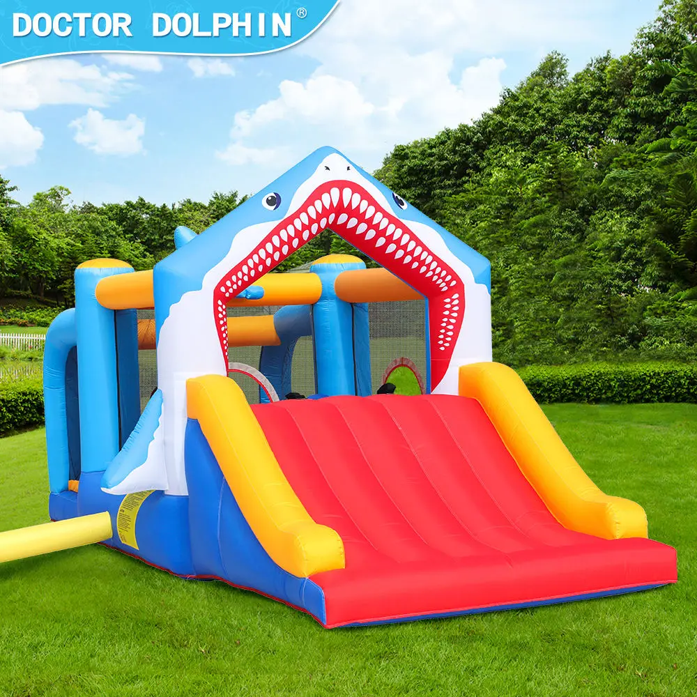 High Quality Cool Chark Party Outdoor Inflatable Castle Trampoline For Kids Inflatable Red Slide