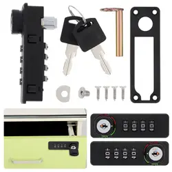 Black Triple Cabinet Password Lock for Front Drawer / Iron Cabinet / Bank Office Desk Locks with Keys