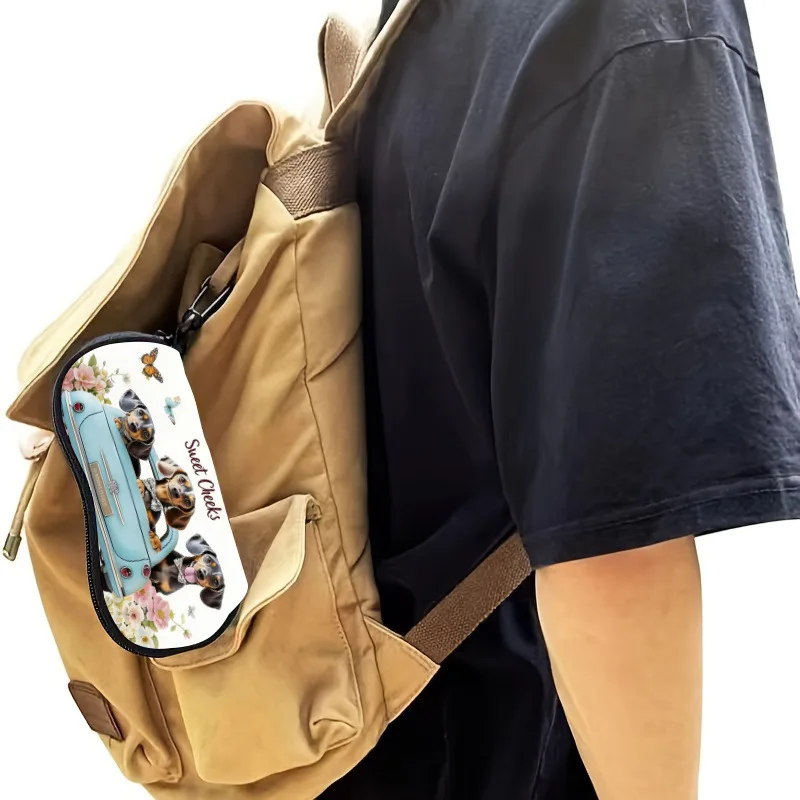 Cartoon Animal Glasses Case Dogs Cats Printed Sunglasses Case Glasses Box Zipper Men's And Women's Portable Eyeglass Storage Bag