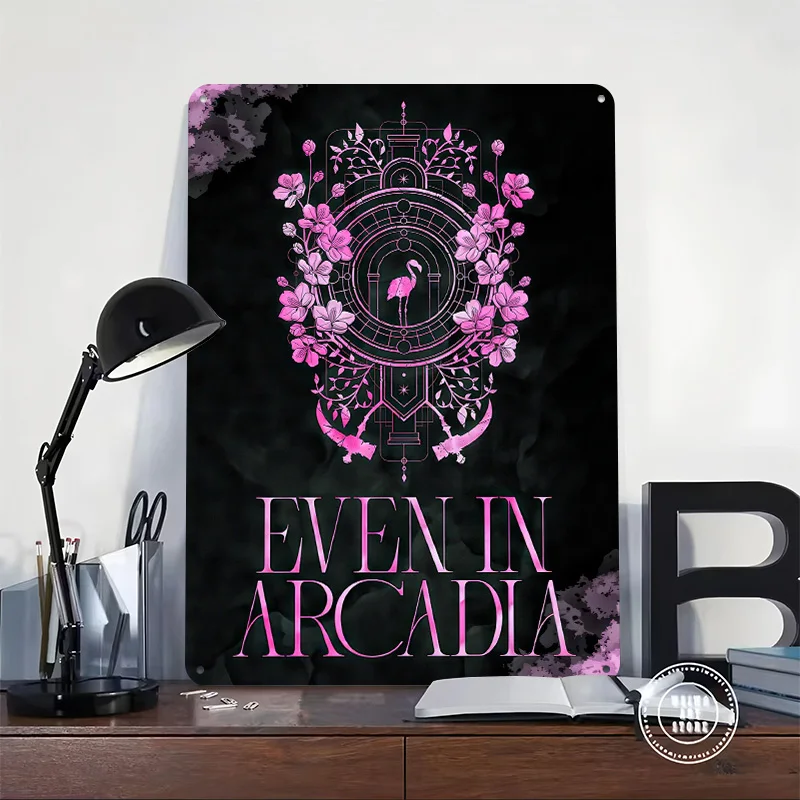 Even in Arcadia Floral Flamingo Art Metal Poster Customized Wall Art Retro Vintage Metal Tin Signs for Bedroom Decoration Gaming
