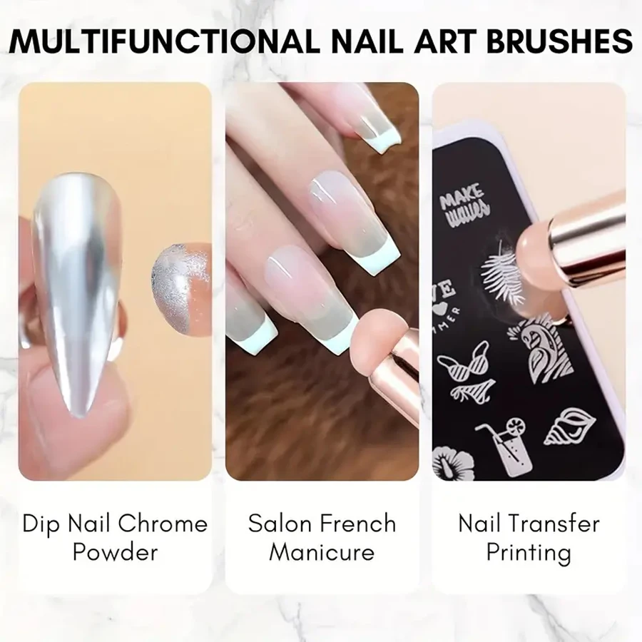 Silicone Nail Brush Flat Applicator Sticks Reusable Lip Brush With Cover For Dust Prevention Silicone Nail Powder Applying Tool