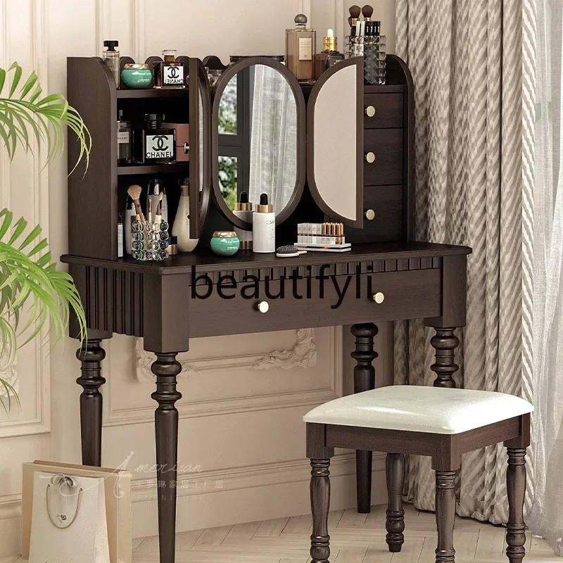 

A44 y Американский светлый роскошный ретро-комод из чистого массива дерева для главной спальни, встроенный комод во французском стиле с зеркалом для хранения