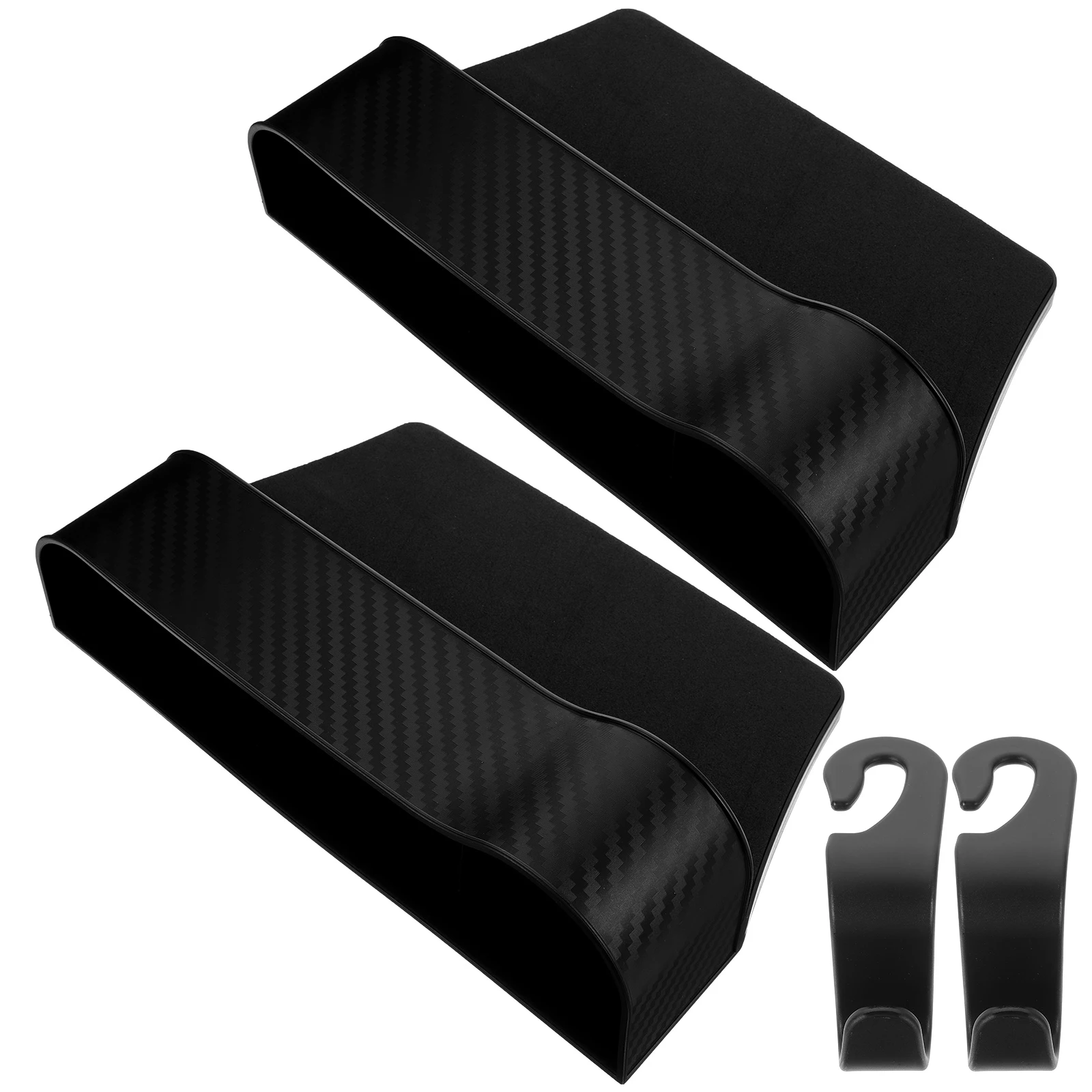 

2 pcs Car Seat Organizer Set Black Gap Filler Storage Box Cup Holder Hooks Front Seat Multi Functional Easy Install Clean