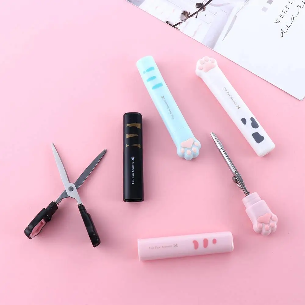 Stationery School Supplies Kawaii Mini Portable Novelty Folding Design Hand Scissors Stainless Steel Cat Paw Scissors