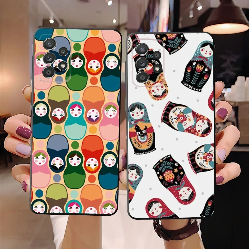 Cute Russian Dolls Matriochkas Phone Case For SamsungS24,23,22,21,S20 Ultra Pro 10,S30Plus,S9,20lite Ultra Black Cover