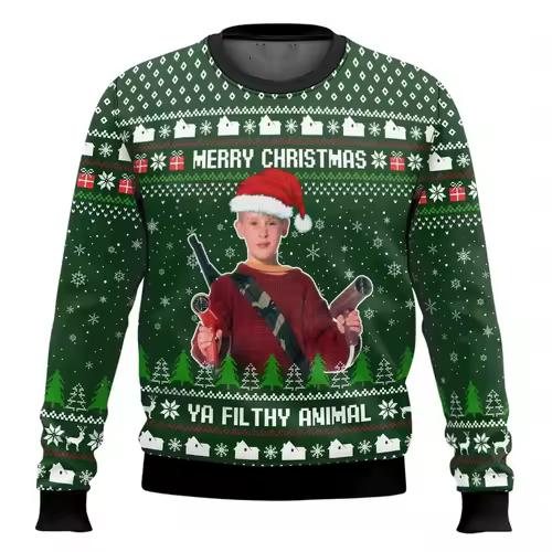 Merry Christmas alone at home Ugly Christmas sweater cartoon animation Men's pullover 2026 fashionable couple shirts Sweatshirt - Image 4