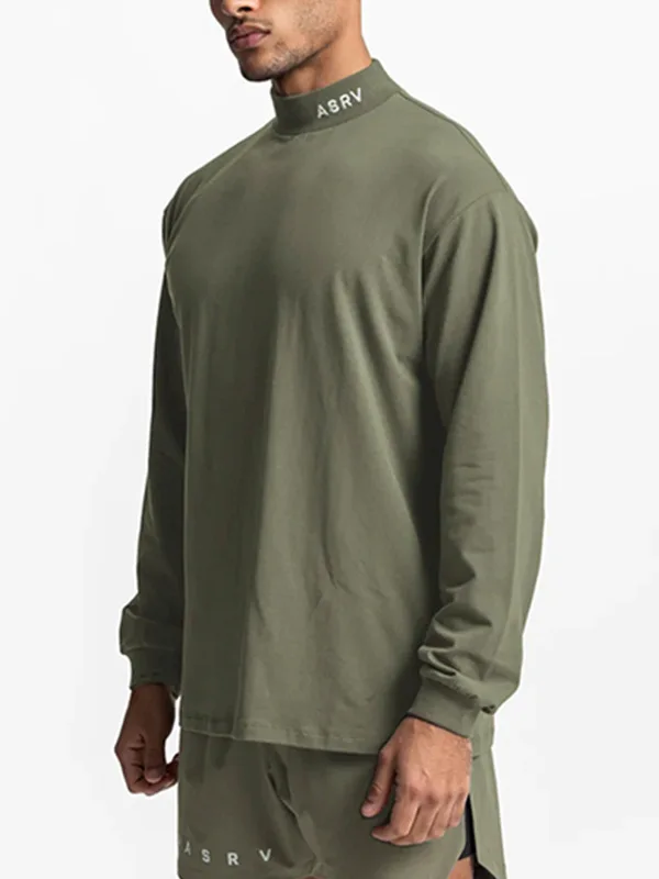 

Men's Long Sleeve Turtleneck Shirt Gym Workout Fitness Muscle Tee Breathable Training Top Running Streetwear Casual Sportswear