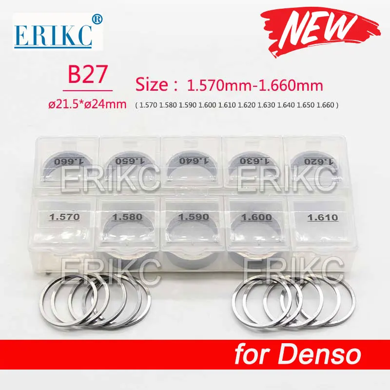 

50pcs Adjusting Shim B27 Common Rail Injector Adjustment Shim B27 Gasket Washer Size: 1.57-1.66mm for DENSO Injectors