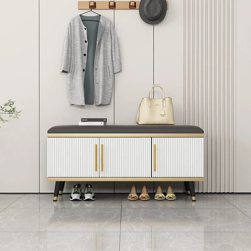 Nordic White Handles Shoe Cabinet Modern Bench Wood Vertical Shoe Cabinet Women Quality Organizador De Zapatos Home Furniture