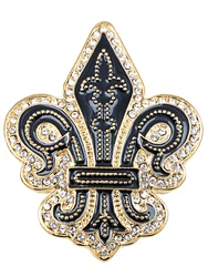 Golden Tone Black Gothic Medieval Royal Fleur De Lis Lily Brooch Pin