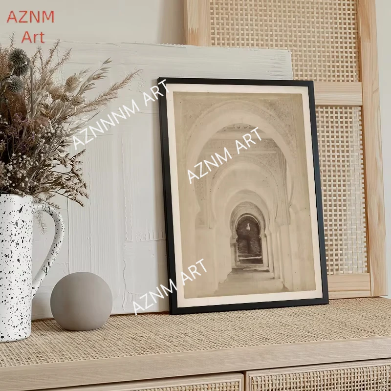 Vintage Arabic Mosque Allah Calligraphy Islamic Religious Poster Canvas Paintings Wall Art Pictures For Living Room Home Decor view 3