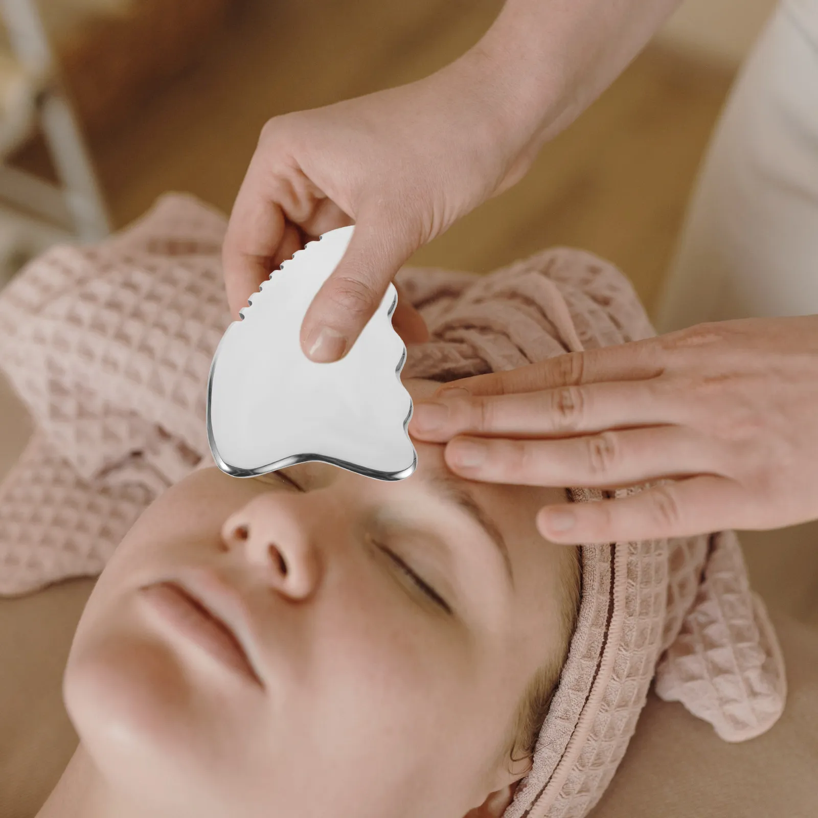 

Facial Massager Muscle Scraping Tool Creative Shape Portable Face Guasha Board Stainless Steel Face Scraping Tool for Facial