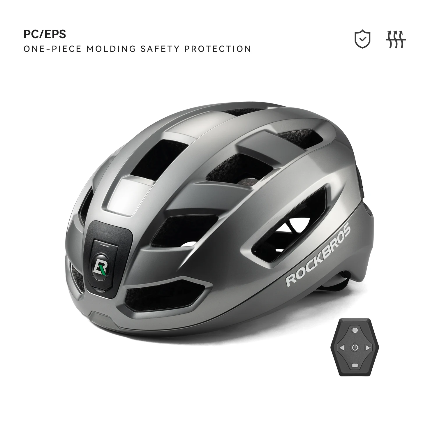 ROCKBROS Radfahrhelme mit Licht Leichtgewicht hoher Festigkeit Typ-C-Ladung intelligentem Fernbedienung sicherer Nacht-Radfahrhelme 3