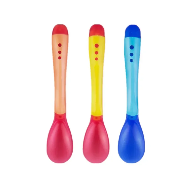 2PCS Baby Temperature Sensing Spoon Fork Set for Newborn Children Safety Solid Feeding Anti Scald Spoons Feeder Utensils