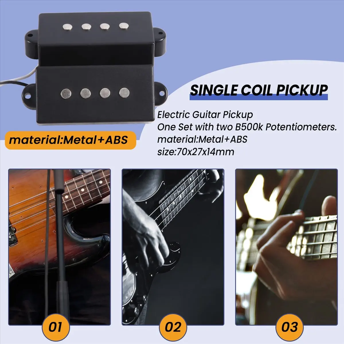 #06H Electric Guitar Pickup Wire Harness PB Bass 4-String Neck Bridge Set,Electric Guitar Pickup,(black)