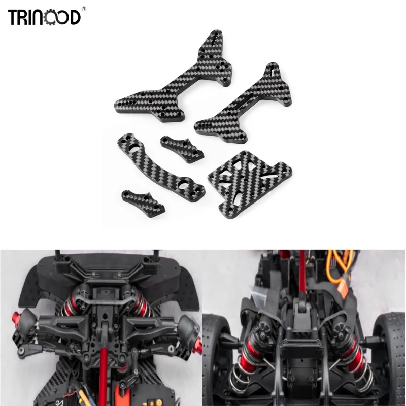 TRINOOD Carbon Fiber Shock Tower and 6Pcs Steering Set for 1/7 ARRMA INFRACTION 6S RC Car Upgrade Parts