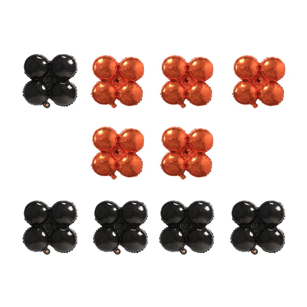 

10Pcs Four Leaf Clover Foil Balloons Halloween Party Decoration Black Orange Festival Balloon Photo Props Halloween Balloon