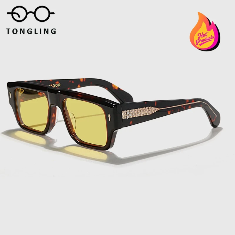 

Unique SDEVOTO Men Square Frame Fashion Outdoor Riding Eye Protection Women UV400 Tortoiseshell Classic Sunglasses Can Be Carved