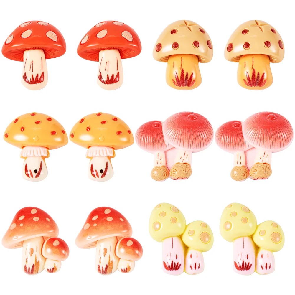 

20Pcs Resin Cartoon Mushrooms Cabochons Flatback Cabochons for DIY Mobile Phone Case Crafts Decoration Home Table Accessories