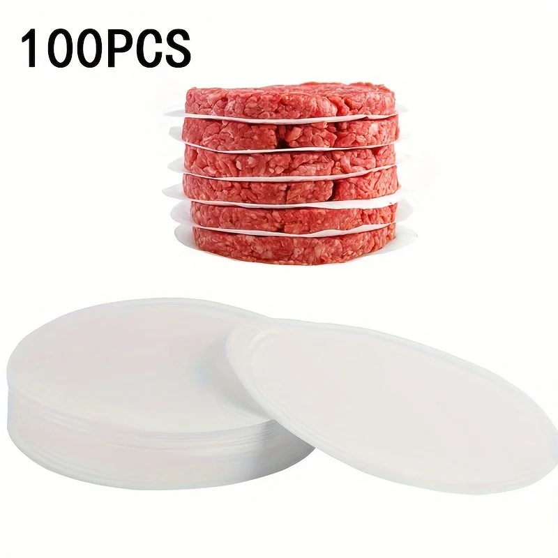 100pcs round double-sided silicone oil paper, oven non-stick paper, oil-proof cake pan lining, hamburger food mat