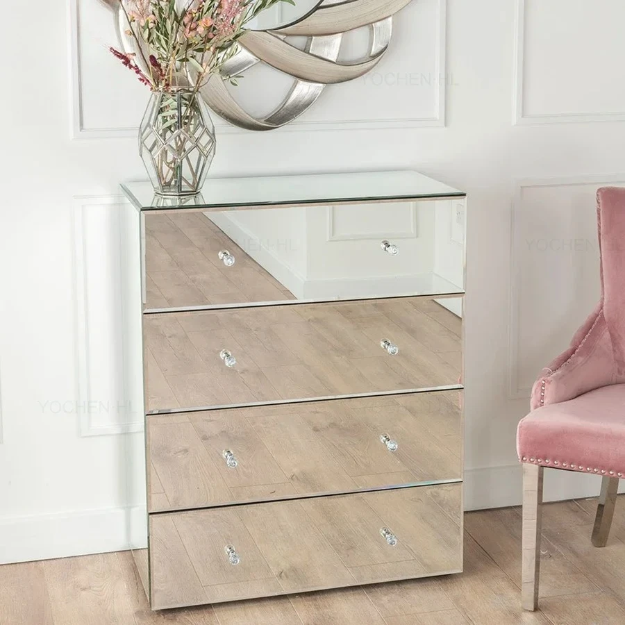 

#Modern Two-Drawer Mirrored Nightstand for Bedroom Furniture