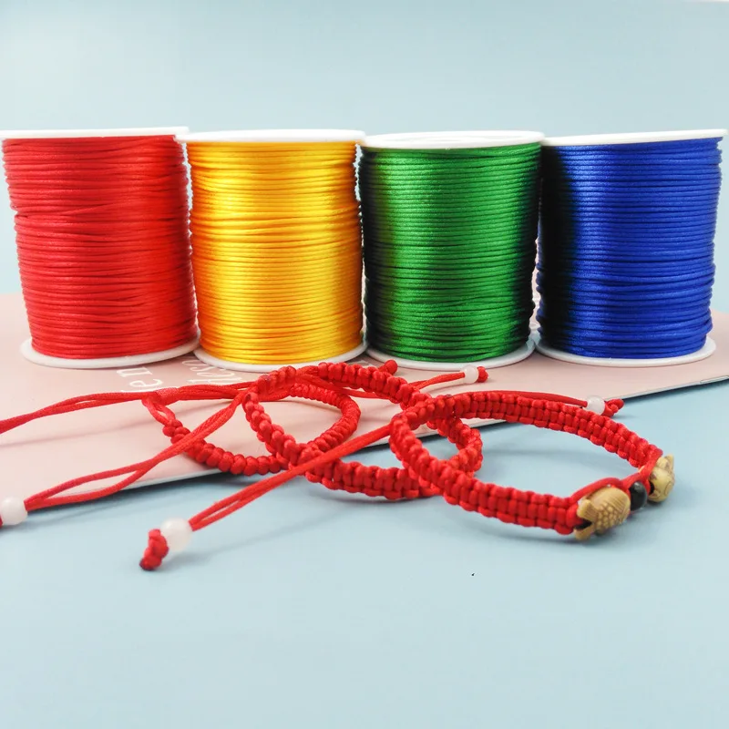 2MM Satin Cord Silk Rope Braided Cord Color Ropes Silk Thread Paracord Linka Cordon Couture Macrame Crafts Rope Bracelets CS001