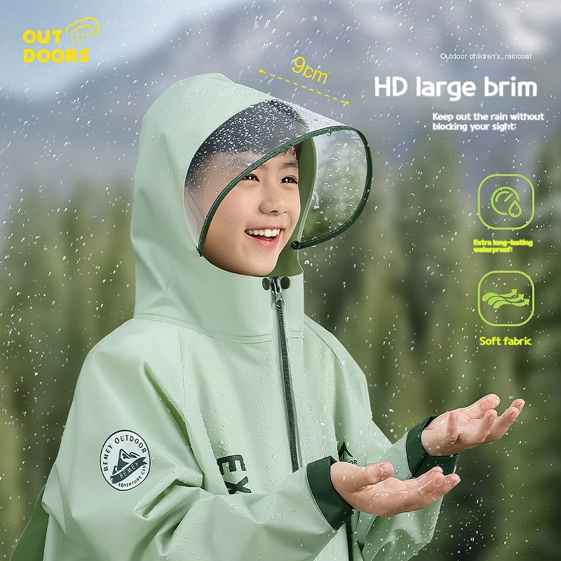 Boys and Girls for School Students Full Body Rain Protection Backpack Seats One-Piece Raincoats - view 3