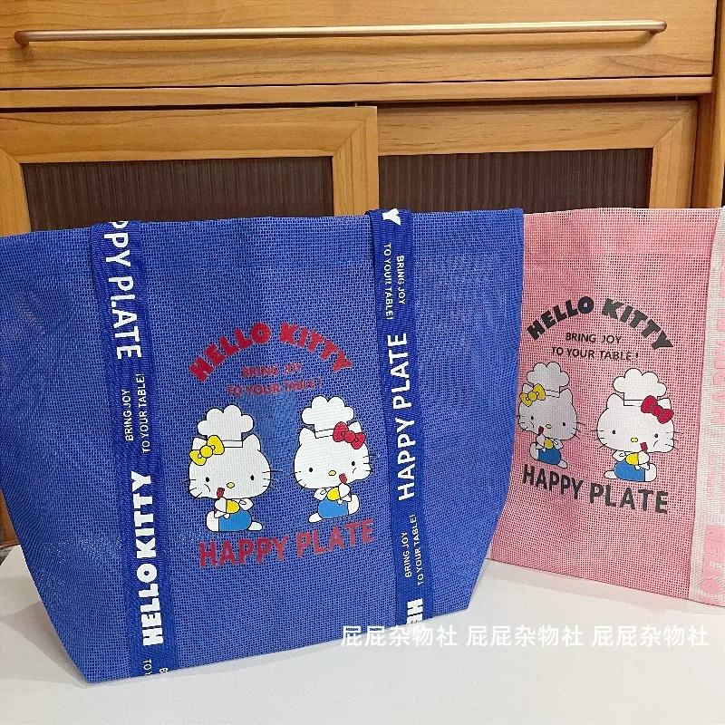 

Новая сетчатая сумка Hellokittys с героями мультфильмов, милая пляжная сумка большой вместимости, домашняя портативная продуктовая сумка для покупок, подарки
