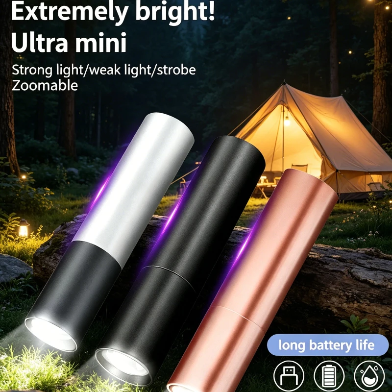 

Mini Flashlight 100-240 Lumens, Super Bright 3 Modes, Aluminum Waterproof Shockproof, Portable for Camping Hiking Night Fishing