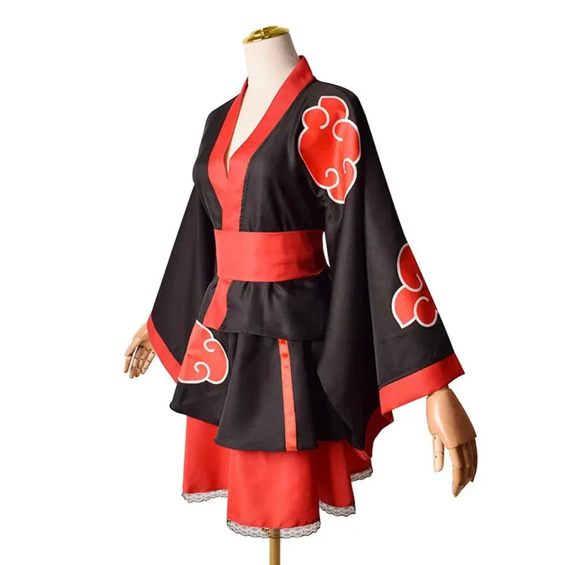 Hemixush Anime Uchiha Itachi Cos Akatsuki Cosplay Costume Party Uniform Full Set Female Suit Kawaii Kimono