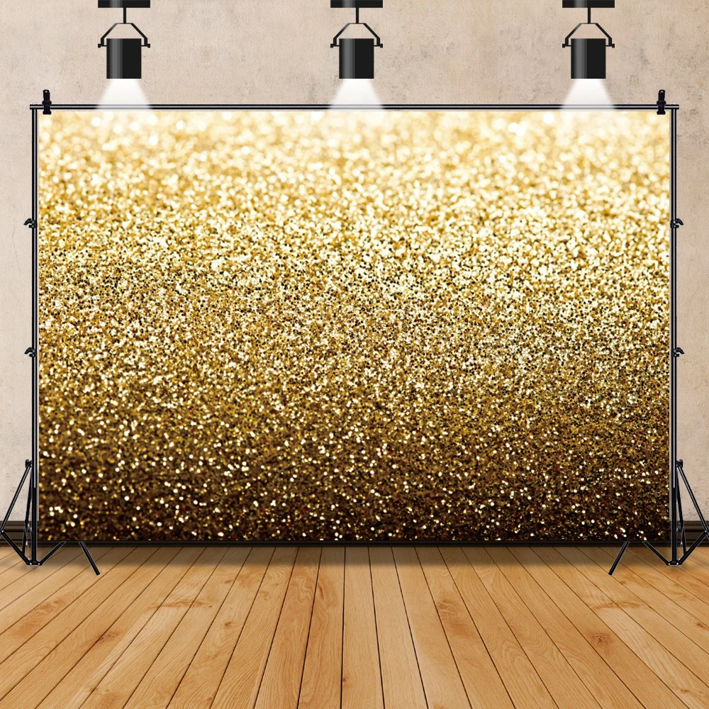 Dreamy Glitters Light Bokeh Shiny Golden Photography Backgrounds Birthday Party Wedding Backdrops Decor Portrait Photocall Props