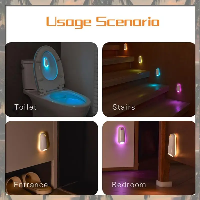 A70U Neue Motion Sensor LED Nachtlicht Projektor Für Badezimmer Korridor, Bunte Wiederaufladbare Toilette Wand Lampe