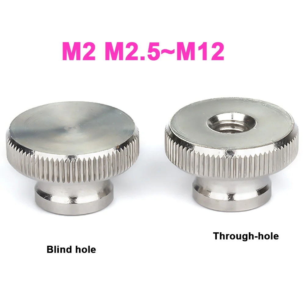304 Stainless Steel High Head Knurled Thumb Nut M2 M2.5 M3 M4 M5 M6 M8M10M12 Through Hole Blind Hole Hand Tight Decorative Nail