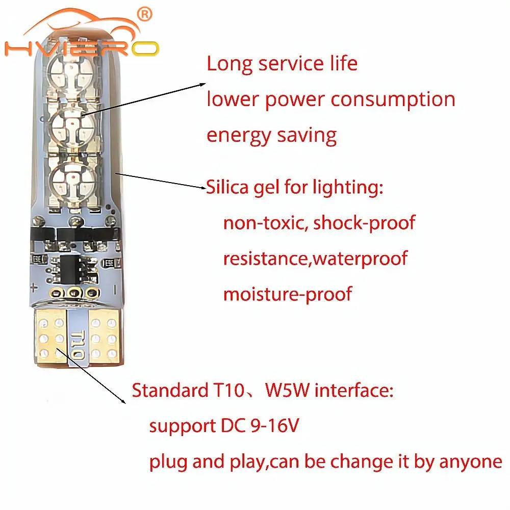 2X T10 W5W 5050 6SMD DC 12V Remote Controller RGB 194 Festoon Dome Light Wedge Side Car Atmosphere Waterproof Bulb Turn Signal