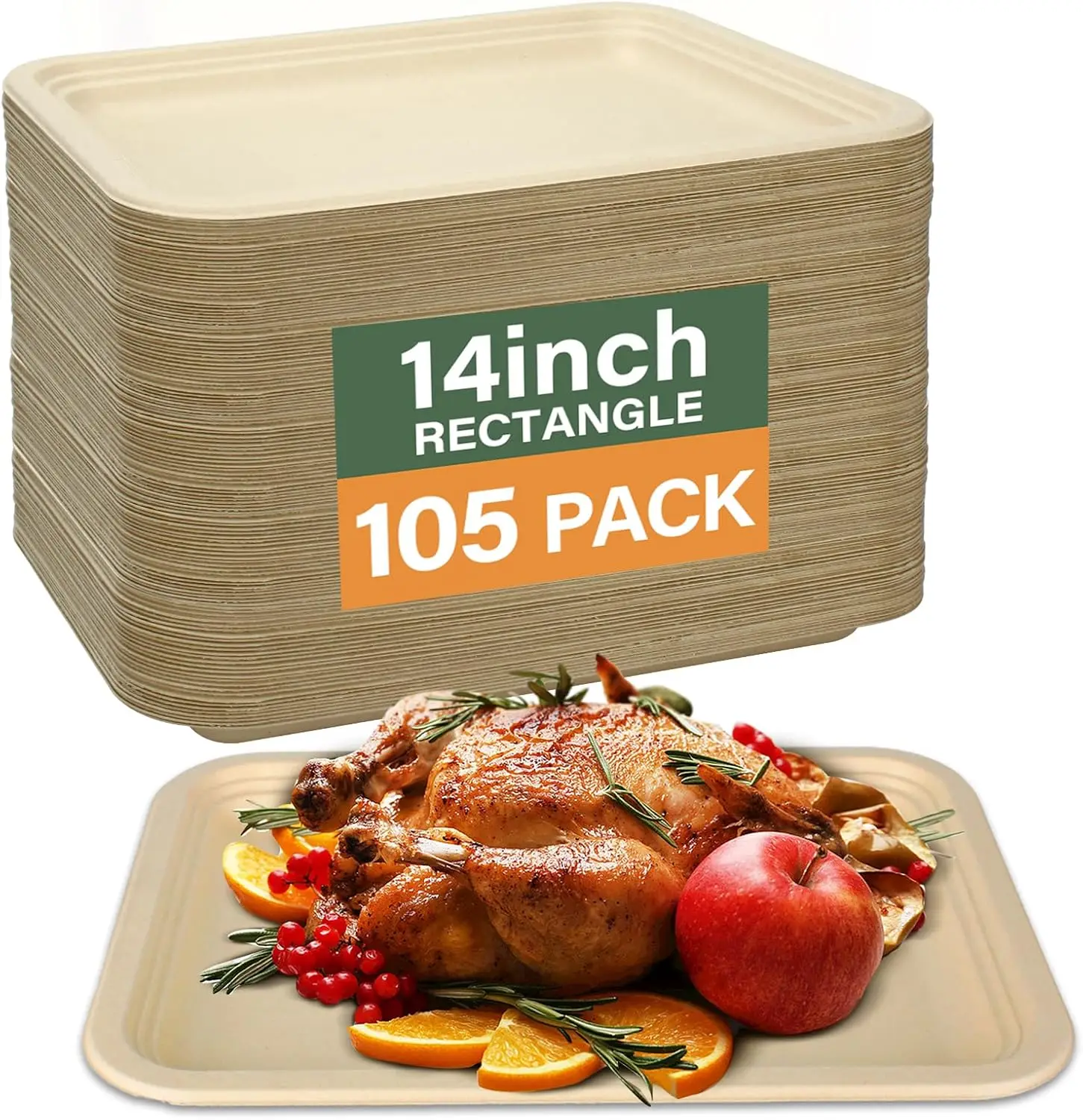 

Прочные одноразовые пищевые контейнеры 14 дюймов, упаковка 105 штук, для барбекю, морепродуктов, вечеринок и мероприятий