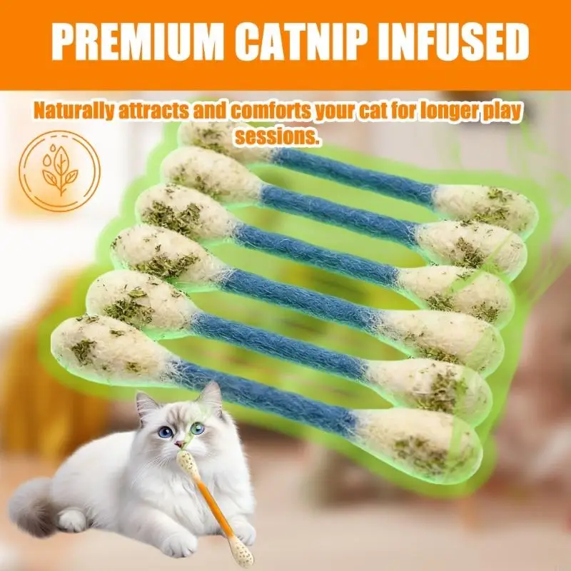 6x Colorful Plush Cats Toy For Aggressive Chewers Enhances Kitten Dental Hygiene Indoor Play 