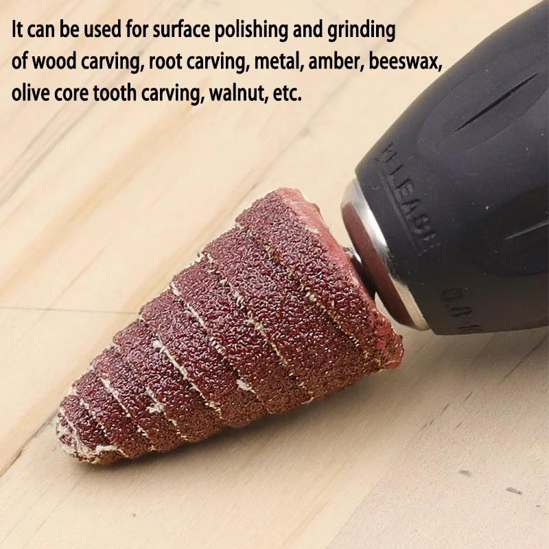 Grinding Head 80 Grit Sandpaper Flap Wheels Tapered Cone with 6MM Shank for Polishing and Roughing Various Surfaces
