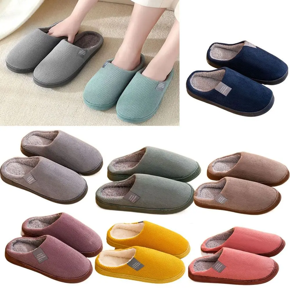 Ladies Slippers Mens Womens Warm Fur Lined Winter Warm Mules Shoes House Size Indoor Non-Slip Home Cotton Shoes