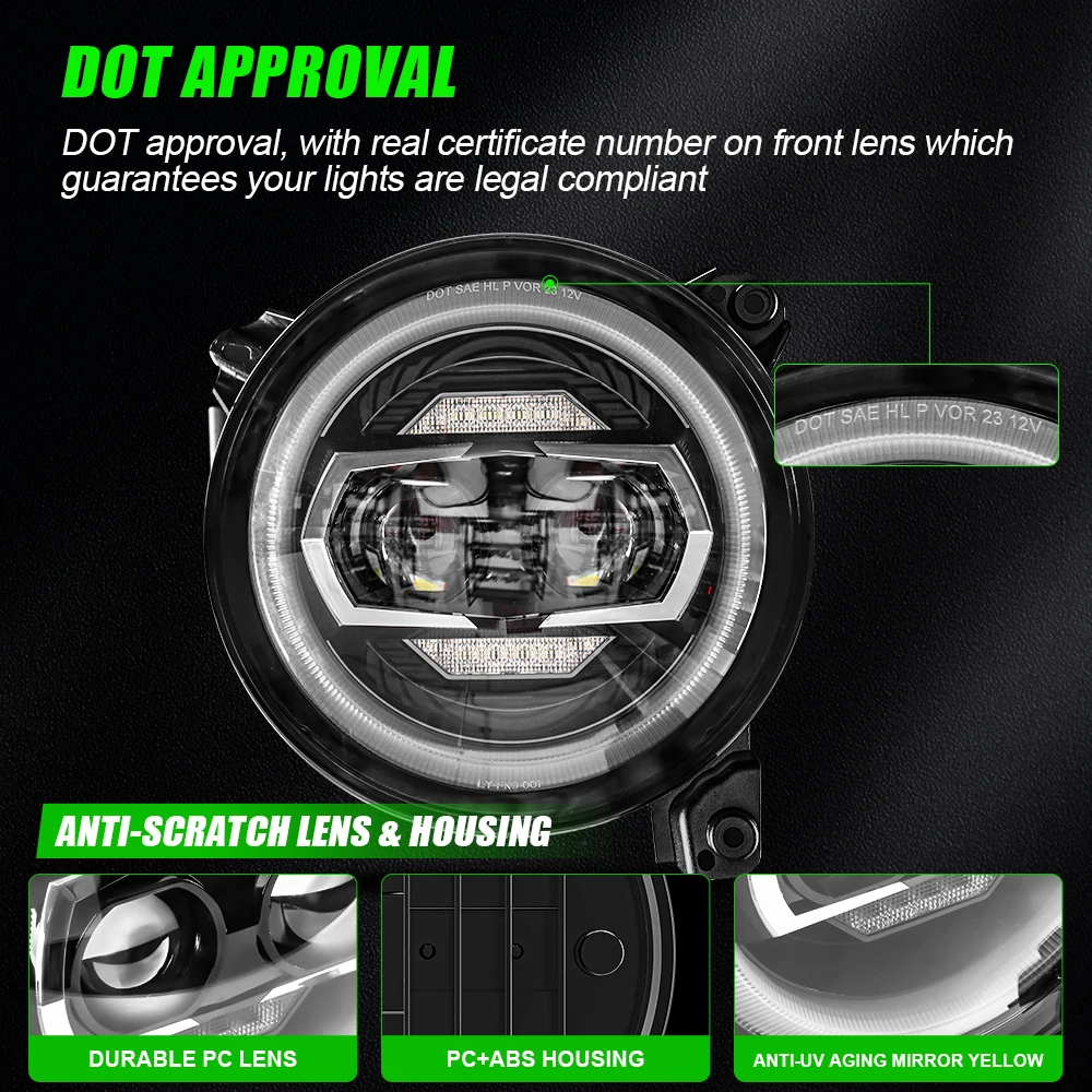 DOT E-mark Certificado 9 polegadas LED Projetor Farol Halo Anel Com DRL Car Led Faróis 9 ''para Jeep Wrangler JL 2018 +
