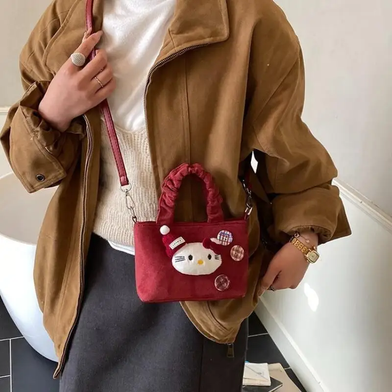 

Милая мультяшная сумка-котик через плечо, портативная стильная сумка в стиле кавай, женская сумка через плечо, плиссированная сумка, универсальный рюкзак