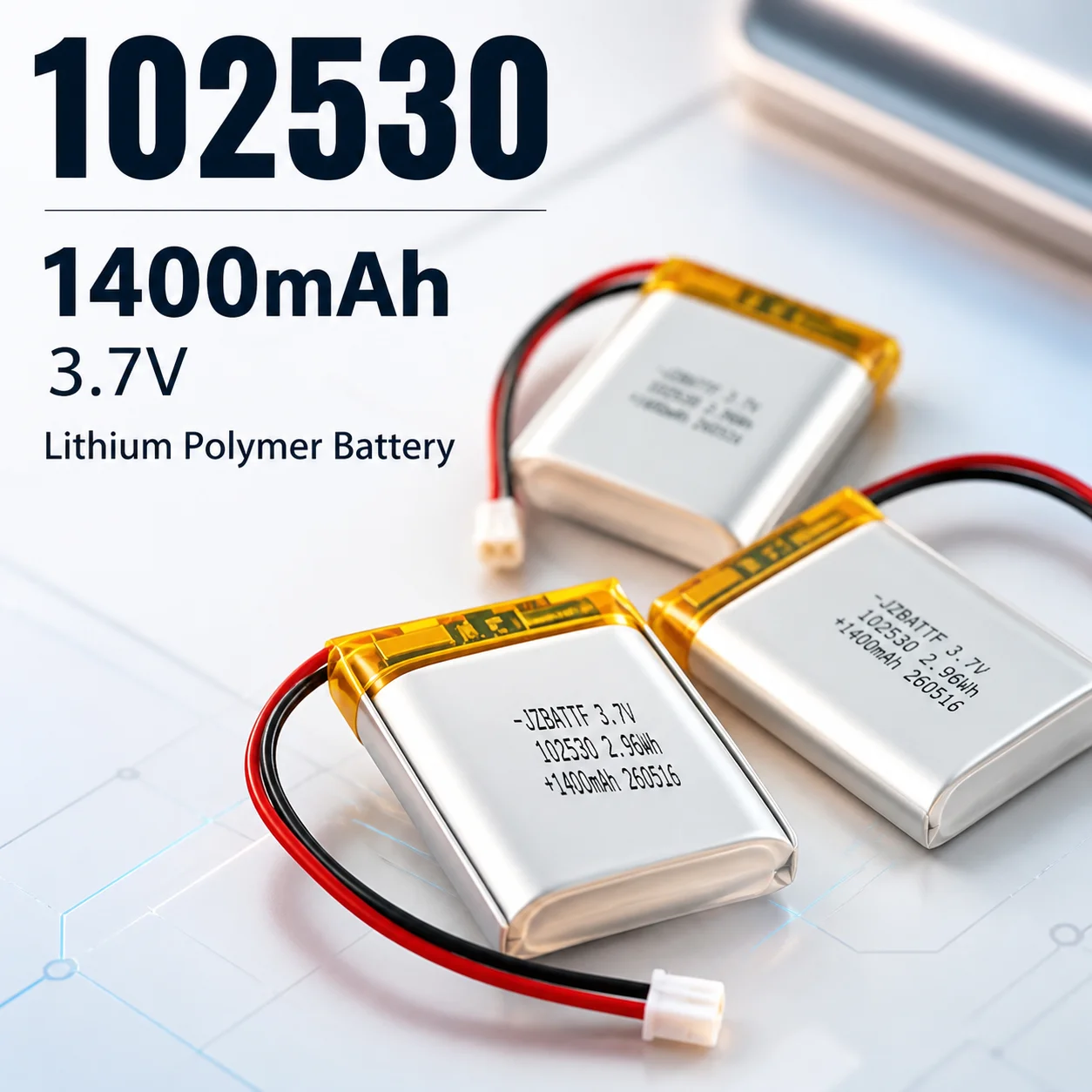 102530 800mAh 3.7V Rechargeable Lithium Polymer Battery LiPo for Bluetooth Speaker Medical Beauty Instrument MP3 GPS