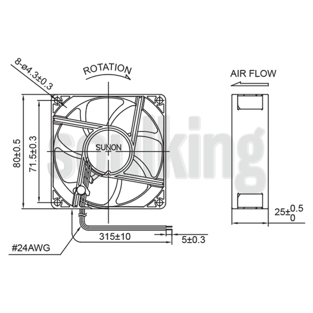 ME80252V1-000C-A99 kipas pendingin 2 kawat 24V 1.8W 80x80x25mm