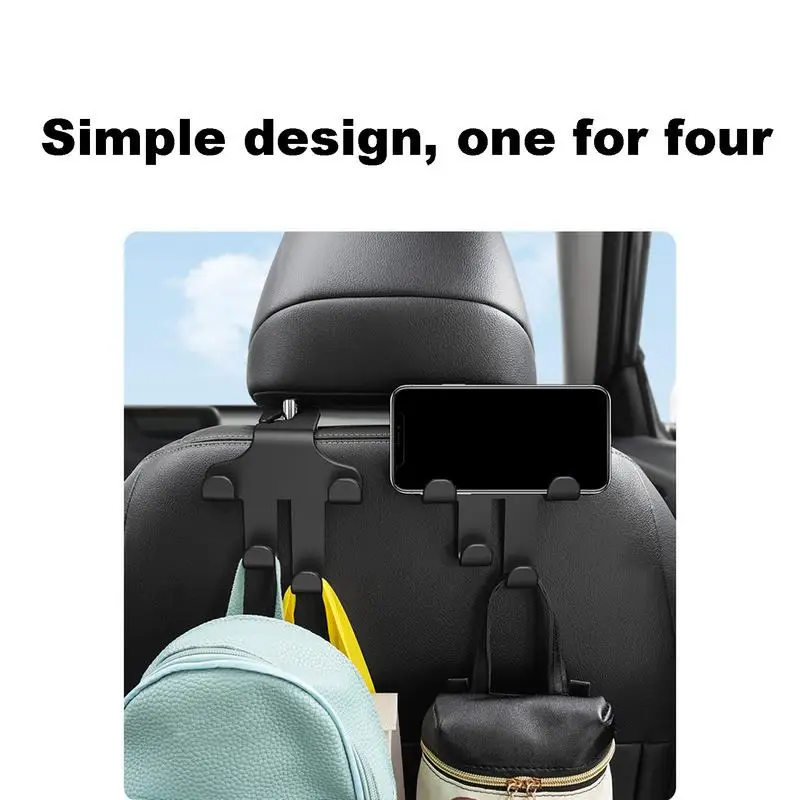 

Car Seat Hook 2pcs Auto Headrest Purse Hook Hanger Headrest Organizer Seat Bag Holder With Phone Holder Car Interior Accessories