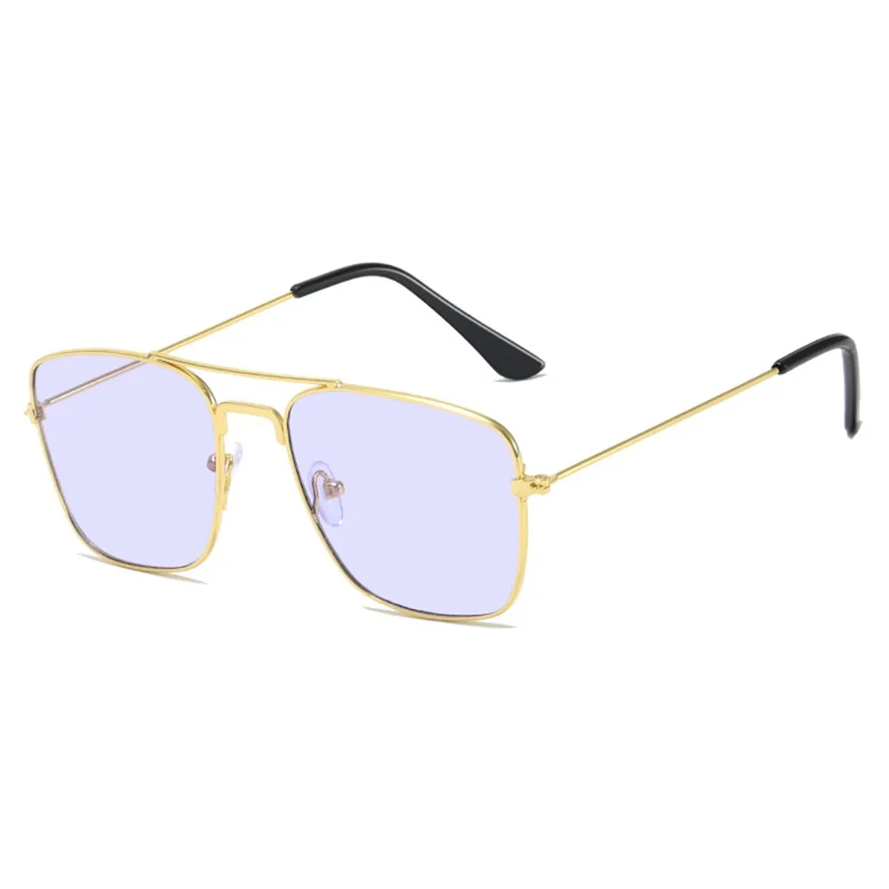 

Stylish Metal Double Bridge Sunglasses Colored Square Metal Sunglasses UV400 Ocean Lens Shades Summer Travel Beach Driving