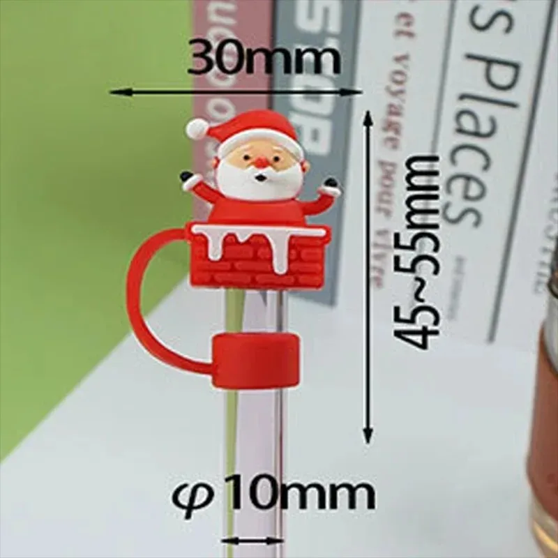 1-100PCSChristmasStraw DustCap 10mm Glass Straw Stopper Universal Water Bottle Reusable Cup Cover Accessories Holiday Party Gift