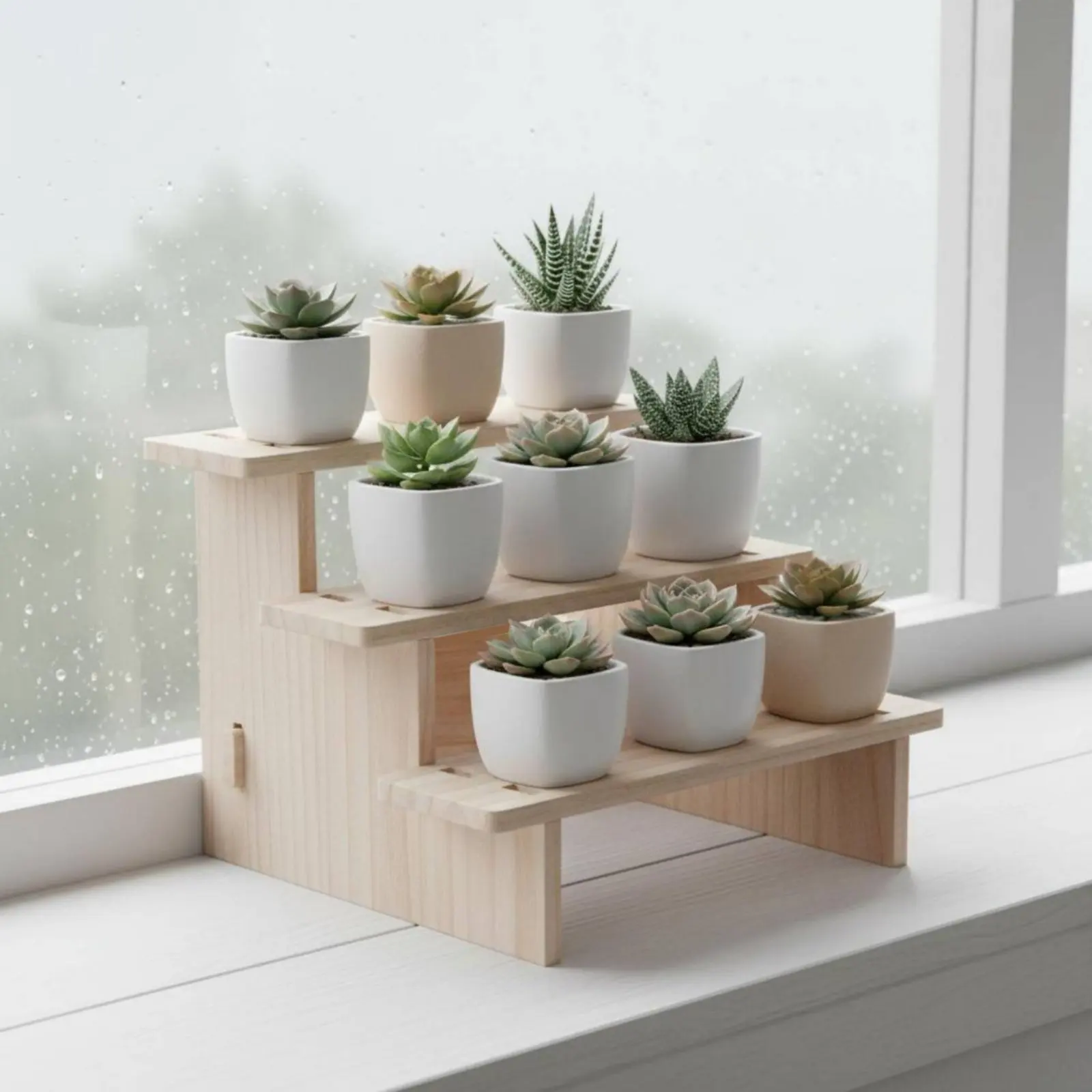 Four-Tier Wood Display Stand Multi-Functional Figurine Collection Shelf Wooden Display Riser Tiered Design Pastry Dessert Stand view 6