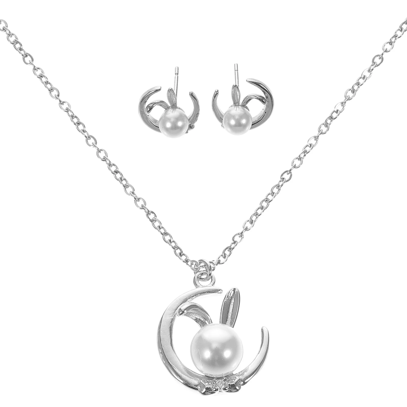 

1Set Easter Bunny Drop Earrings Necklace Premium Copper Rabbit Charm Jewelry for Easter Party Gift Women Girls