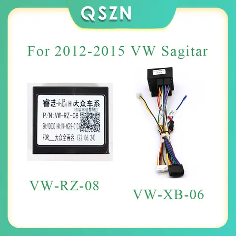 Car Adapter Wiring Harness Cable 16 PIN Canbus Box Adapter VW-RZ-08 Android Car Radio For 2012-2015 VW Sagitar