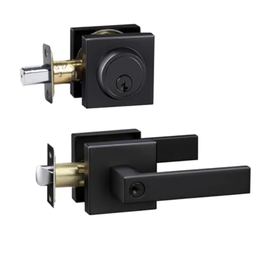 

Front Door Lock Set Exterior Door Lock Set, Door Handle with Single Cylinder Deadbolt Lock, Keyed Alike Door Locks for Front Do