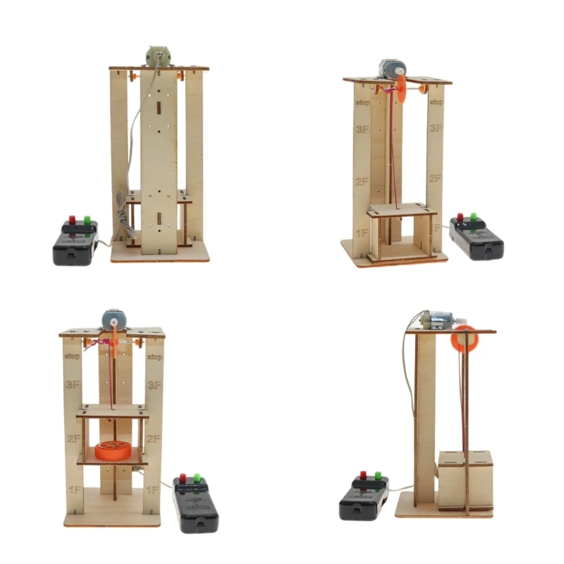 Electric Remote Control Lift Elevator Wooden Model Kits DIY Set Creative STEM Education Toy Science Toy for Education K1KF